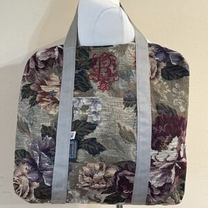 Grandmillennial Floral Tapestry Weekender Tote Bag Monogram B USA Made Travel